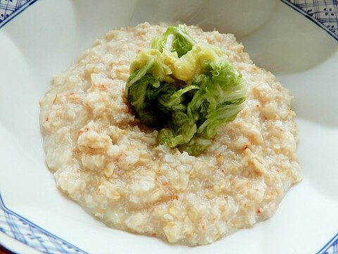 5分!?オートミールでカニ缶おかゆ♪(調味料なし)